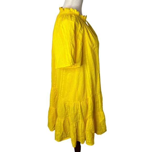 J.Crew $118 Ruffle-Trim Tiered Dress Cotton Dobby Yellow Size S BR466 - Picture 4 of 7